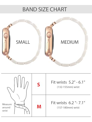Image of V.R.HOPE Stretchy Resin Apple Watch Band for Series Ultra /10 /9 /8 /7 /SE 38mm 40mm 41mm 42mm Fashion Cute, Lightweight & Flexible, Rectangle Design with iWatch Series 6 /5 /4 /3 /2 /1(Fluorescent White-S)
