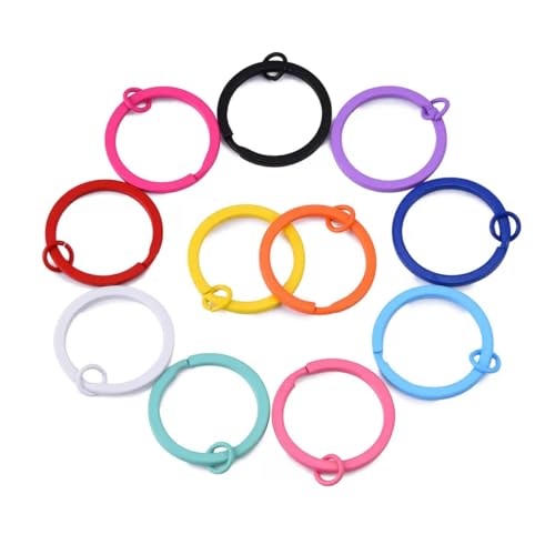 20 Pcs Multi-Colored Metal Flat Split Keyrings Keychain Rings for Home Office Car Keys Attachment Jump Rings Crafts Projects (30mm)
