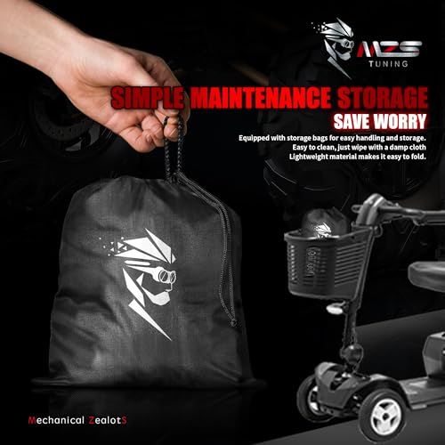 Image of MZS Mobility Scooter Storage Cover, 420D Outdoor Waterproof Protection Electric Scooter Cover Accessories fit up to 56 inch 3 or 4 Wheel Scooters - Vents Night Reflective Buckle Lock-Holes Bag