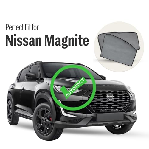 Image of Autofact Car Sunshades for Nissan Magnite, UV Protection, Useful Car Accessories, Custom fit Sun Shades for Side Windows, Set of 4