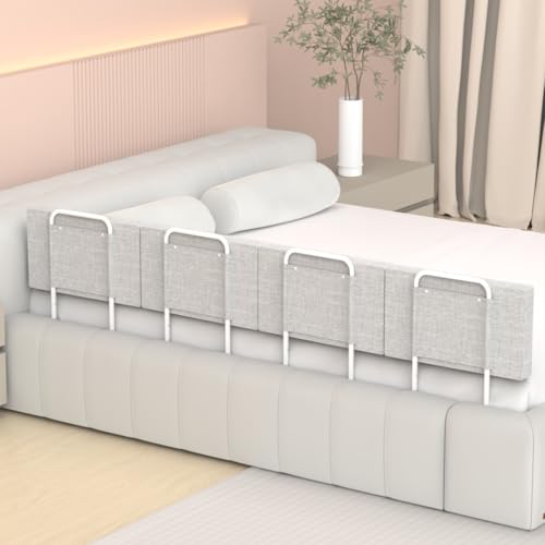 Image of Bed Rail, Bed Rail for Toddlers, Kid, 78.7 Inch Bed Side Rails Safety for Queen, King, Full, Twin, Bunk, Dorm Beds to Prevent Falls, Bed Barrier for Dogs, Easy Installation (Gray, 4 Packs)