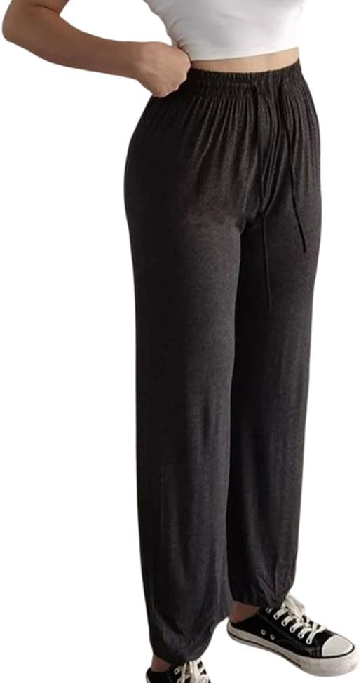 Women Summer Drawstring Ultra Thin Modal High Waist Drape Casual Sport Pants for Gray Sunscreen Fitness