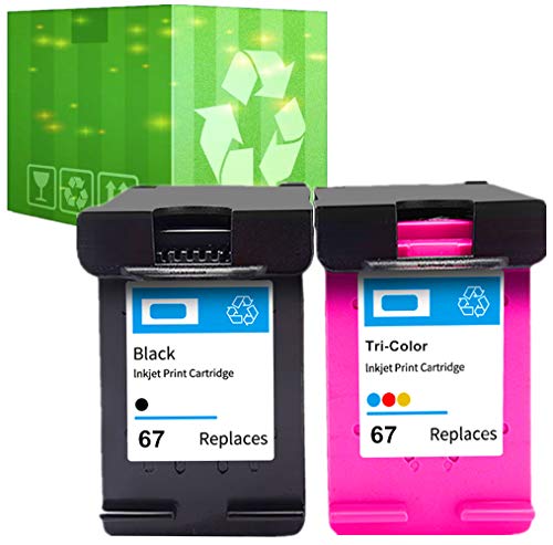 J2INK Remanufactured Ink Cartridge Replacement for HP 67 3YM56AN 3YM55AN Black Tri-Color 2 Pack Ink Cartridge Envy 6052 6055 6058