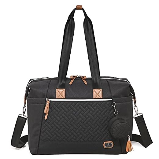 Dikaslon Bolso cambiador para bebé, bolsos de pañales tamaño grande mamá y papá, bolso de mano elegante para viaje con porta chupete y cambiador, Negro