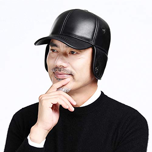 Gorra de Piel Hombre - Gorro de Invierno con Orejeras Gorro de Béisbol, con Visera, Solapas, Forro Otoño-Invierno-Gorro de Piel Sintética Household faucets