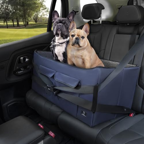 A 4 Pet Dog Car Seat for Medium/Large Dog or 2 Small Dogs, Booster Travel Pet Seat with 2 Safety...