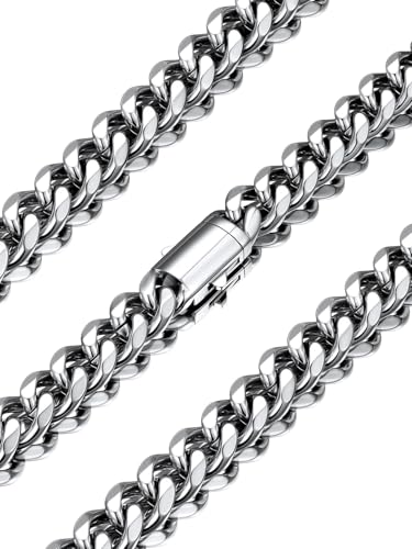 U7 Silver Cuban Link Chain for Men 12mm 20Inch Chain Necklace