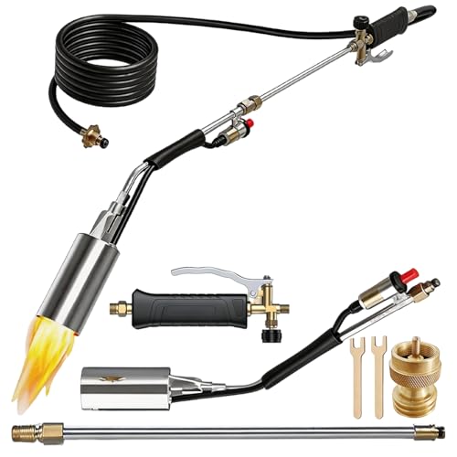 BRGD Kit de Brûleur de Mauvaises Herbes, Torche Propane Portable Comprend Tuyau de 3m, Réducteur de Pression et Adaptateur pour Bouteille de Gaz pour Jardin,...