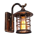 SUZNIU Wandleuchte Aussen, Vintage Aussenlampe Wand Glas Aluminium...