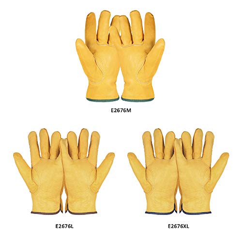 Roloiki Luvas de trabalho de couro Luvas de couro de trabalho dos homens Jardinagem Escavação Planta
