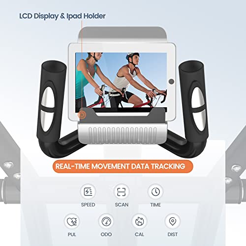 pooboo Elliptical Trainers Magnetic Elliptical Machines for Home Use 350lbs Capacity (Gray)