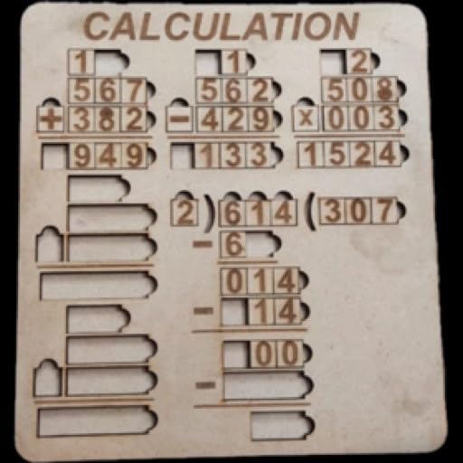 Wooden Mathematics Learning Board, Educational Calculation Practice Set, Natural Wood Color, Montessori Style Teaching Aid for Kids