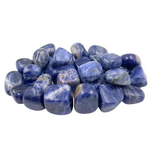 Image of Crystal Sodalite Tumble Stone Pebble Tumbled Gemstone for Reiki Healing Vastu Correction Gravels for Aquarium Home Decor Garden Table 100 Gm