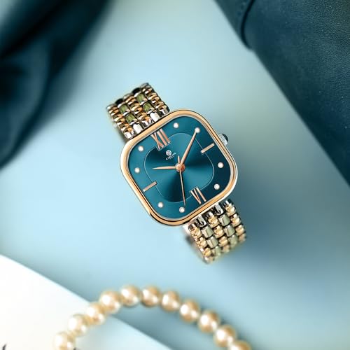 Image of Carlton London Chelsea Women Stainless Steel Analog Watch | Silver Waterproof Watches for Women Girls Ladies | Luxury Square Watch | Fashionable Trendy Quartz Movement Wrist Watch