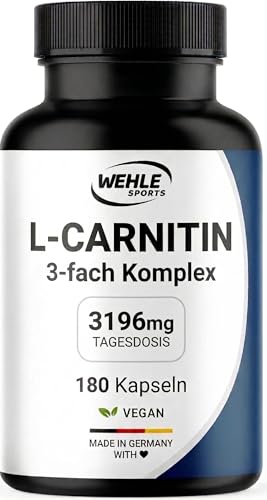 L-Carnitin Kapseln Hochdosiert 3196mg - 180 Kapseln - Komplex aus L-Carnitin-Tartrat Acetyl - vegan aus Deutschland Laborgeprüft - Verpackung kann variieren