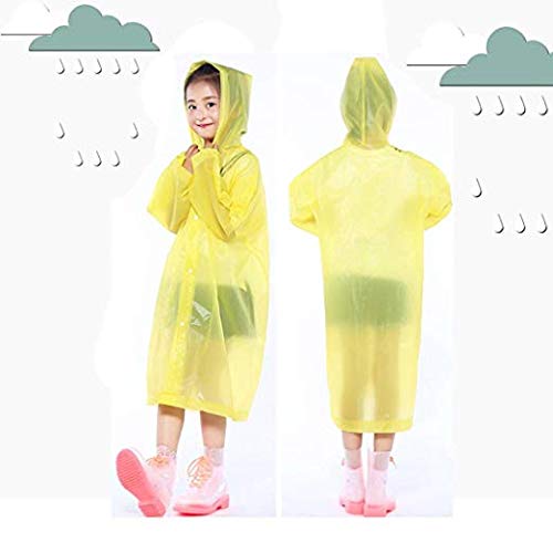 Image of V3E Kids Boys & Girls Portable PVC Lightweight Waterproof Emergency Raincoat with Hoods and Sleeves Perfect for Outdoor Activities (Yellow)-(Pack of 01)