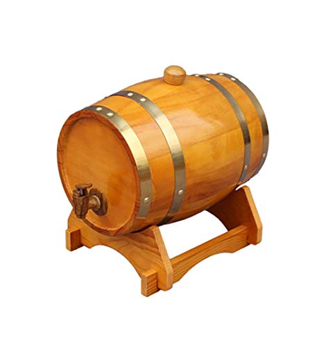 5L Wooden Wine Rack Barrel, Pure Oak Barrels Truly Barrel Internal Baking Casks Spirits & Draft Beer for Storage or Aging Wine,C