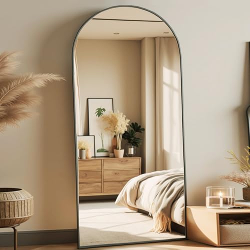 Image of Prywot Arched Full Length Mirror, 70 inchx26 inch Free Standing Floor Mirror, Black