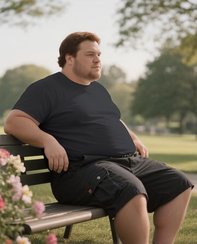 Big and Tall T Shirts for Men, Oversize Cotton Crew Neck T-Shirts, Short Sleeve Pullover Casual Loose Basic Tee Tops 4XL-8XL4