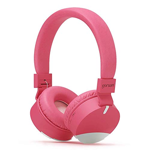 gorsun Casque Audio Enfant, Casque pour Enfant, Ecouteurs sans Fil avec Microphone pour Enfants, Casque et Ecouteurs Bluetooth sans Fil, Oreillette ste?re?o Bluetooth Pliable pour Enfants, Casque-rose