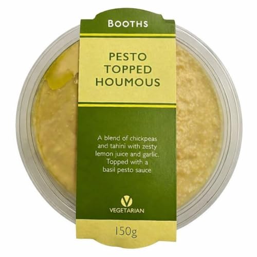 Booths Premium Pesto Topped Houmous 150g