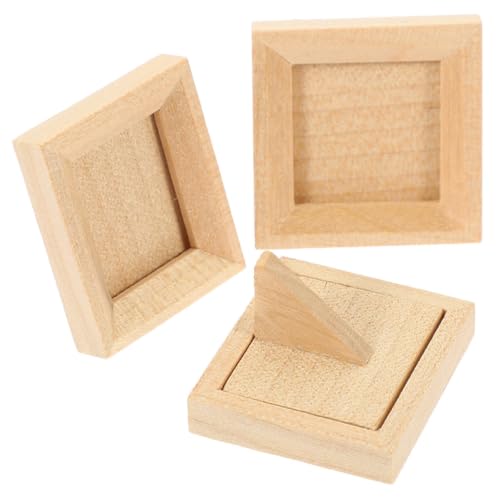 ERINGOGO 3 Pièces Cadre Photo Miniature Bois pour Maison de Décoration DIY Cadres Vides Bois pour Artisanat