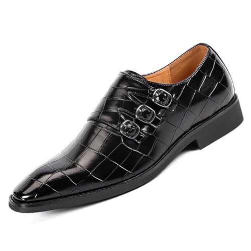 Men's Leather Pointed Buckle Oxford Shoes Fashion Print Loafers Comfortable Non-Slip Slip-On Casual Business Formal Shoes