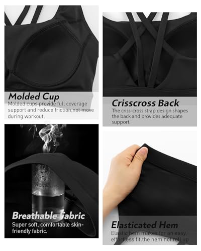 Image of RUNNING GIRL High Impact Sports Bras for Women - Scoop Neck Strappy Sports Bra High Support Moulded Cup Workout Bra