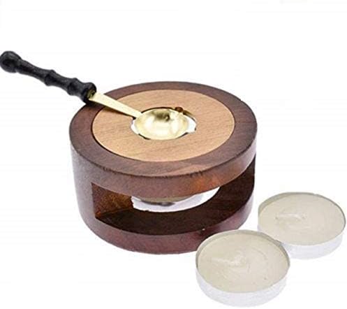 EatingBitingWooden Wax Warmer Melting Spoon Kit Wax Sticks Melting Furnace Tool Stove Pot Wooden Wax Seal Stamp Letter Book Paper Sturdy, Durable and Easy to Clean 0.9“ Spoon