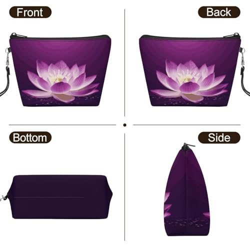 Bolsa de maquillaje de piel sintética con asa para mujer, neceser de cosméticos de 21x6x14 cm 3
