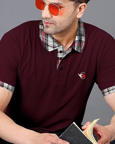 Image of EYEBOGLER Polo Neck Half Sleeve Printed Casual Tshirt for Men