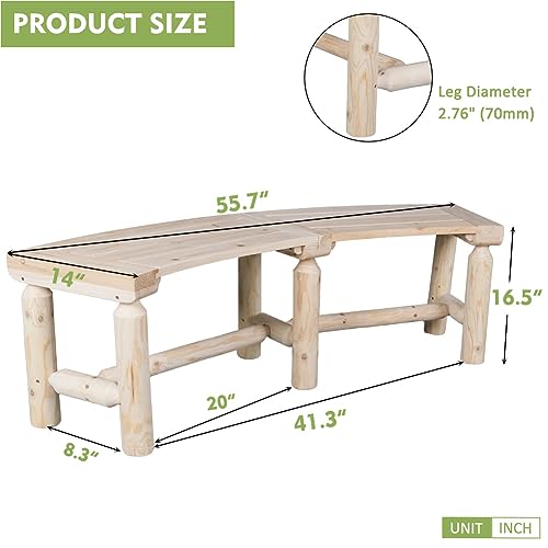 Kdgarden KD-WF-D Outdoor Wooden Curved Backless Porch Bench Rustic Style Cedar/Fir Wood Log Fire Pit Bench thumb #2