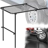 EINSTELLBARES DESIGN: Die Tischplattengröße des Campingtisches beträgt 27 x 20 Zoll (Länge 67 x Breite 50 cm), die einstellbare Länge der Beine reicht von 19 bis 32 Zoll und die einstellbare Länge des Reifenständers reicht von 14 bis 40 Zoll.