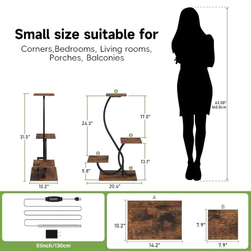 Image of BACEKOLL Plant Stand with Grow Lights 4 Tier Metal Indoor Plant Shelf 32 inch