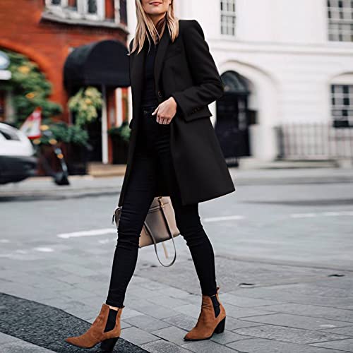 Long Blazers For Women Business Casual Notch Lapel Loose Fit Suit Jacket - image 3