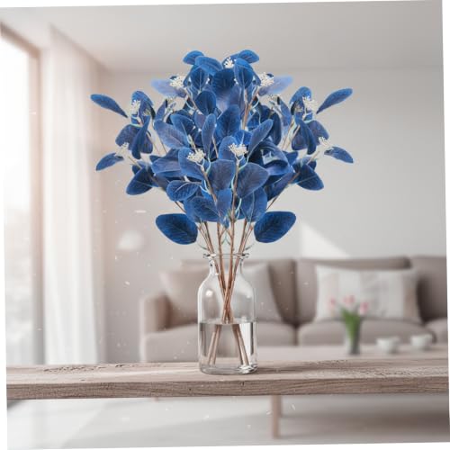6 Tallos de eucalipto azul de 21 ramas de vegetación con bayas azul plateado para arreglos florales 3