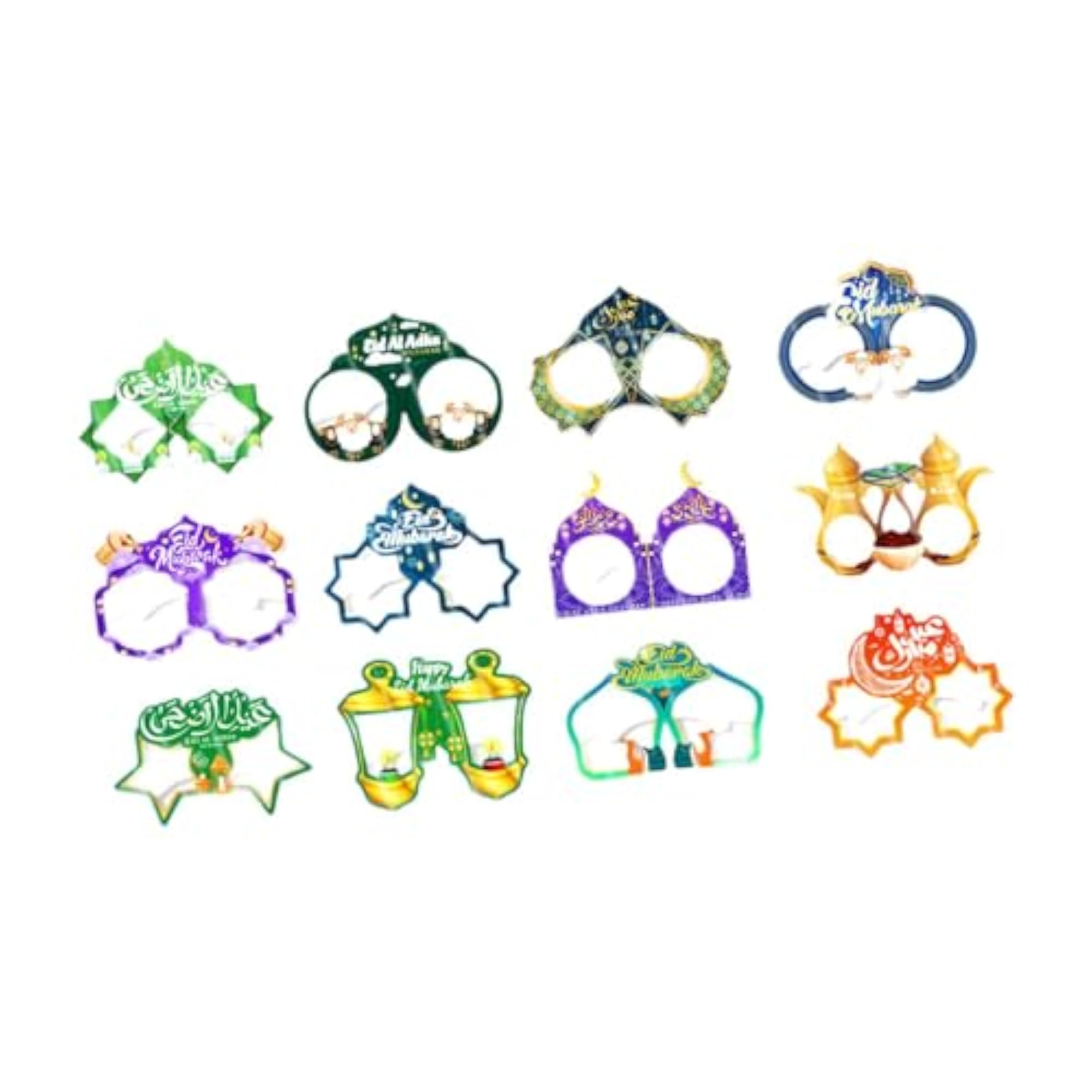 12Pcs Paper Glasses Ramadan Mubarak Decoration for Family Gatherings