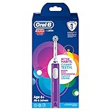 Oral-B Junior Elektrische Zahnbürste/Electric Toothbrush für Kinder ab 6 Jahren, weiche Borsten & Timer, Designed by Braun, lila, 1er Pack