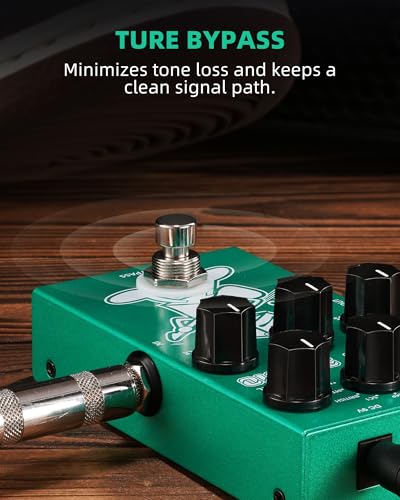 Image of LEKATO Boost Distortion Overdrive Digital Guitar Effect Pedal with 9 Tones, 3-band EQ, True Bypass, Combo Clean Pedal for Electric Guitar