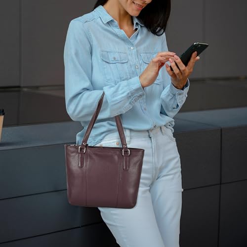 Image of Leather Purse For Women - Real Leather Tote For Women - Ladies Shoulder Handbag For Work, Travel, Casual Use