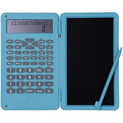 Scientific Calculator with Erasable LCD Writing Tablet, 2-Line Digits Display Handheld Pocket Size Portable Calculadoras for School Office Home Work, Blue
