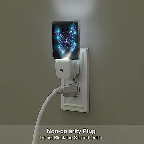 Image of Butterfly Stars Night Light Set of 2, Auto Sensor LED Dusk-to-Dawn Nightlights, Plug-in Sensor Lamp for Bedroom Bathroom Kitchen Hallway Stairs Decorative