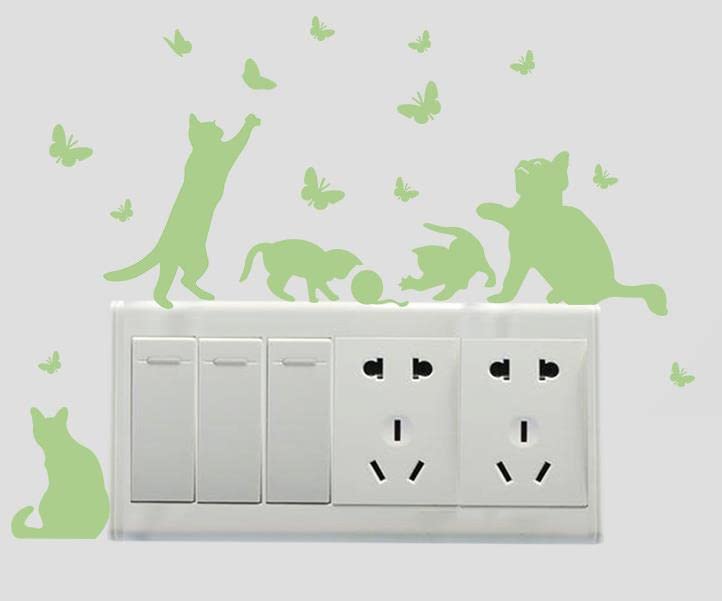 Calcomanías de interruptor de luz autoadhesivas y lavables con siluetas de gatos 2