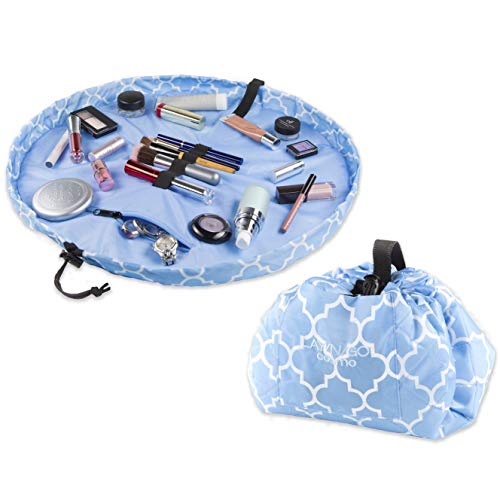 Lay-n-Go Drawstring Makeup Bag – Serene Blue, 20 inch - Travel Cosmetic Bag and Jewelry, Electronics, Toiletry Bag