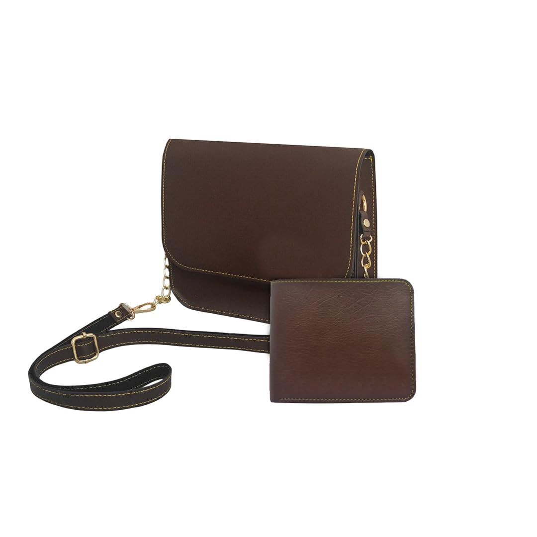 Couple Gift Combo,Men Wallet and Women Chain Sling Bag Couple Wedding or Anniversary Gift Set Husband, Wife(Brown)-image-23