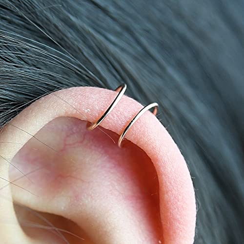 7Mm Small 14K Rose Gold Filled Hoop Earrings For Women Cartilage Helix Tragus #TOP3