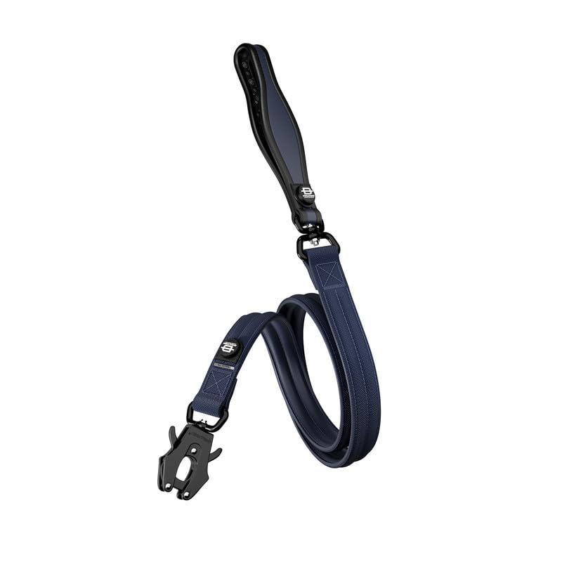 Bullyion ® Original Equipment Dog DUAL SWIVEL LEAD – Durable Adjustable Pet Lead, Anti Tangle, Softcell Handle, Lockforce Clasp - For All Dogs – Length 1.2m (BUCKINGHAM BLUE)