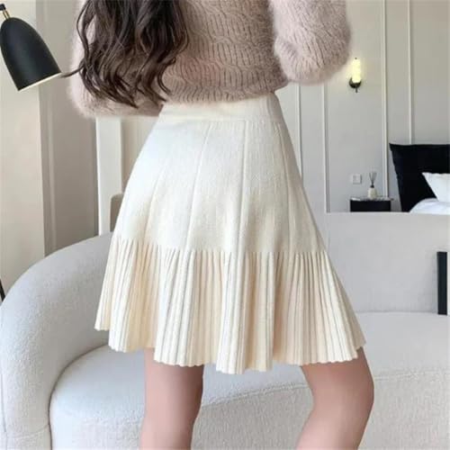 Women's Solid Elastic Waist Casual Slim Knitted A-Line Pleated Skirt3