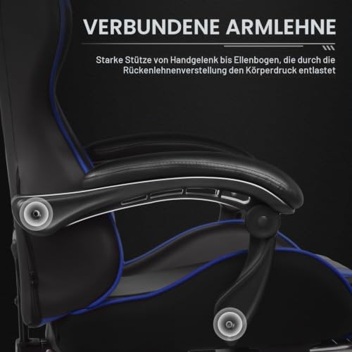 GTPLAYER Bürostuhl Gaming Stuhl Gaming Sessel Ergonomischer Gamer Stuhl mit Fußstütze, Kopfstütze Lendenkissen, Gepolstert Gaming Chair… – Ansicht 3