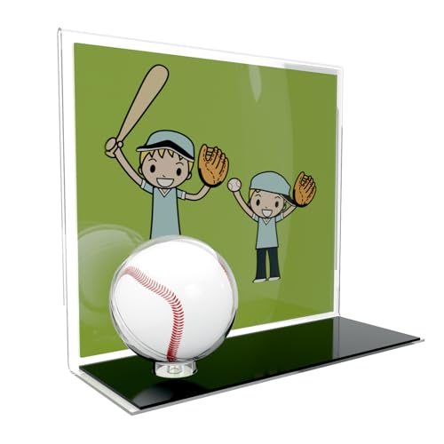 Baseball Display Case for Ball - Baseball Case Display, Clear UV-Resistant Acrylic Official Size Ball Holder Ring Stand with Horizontal 10x8 Inch Photo Holder